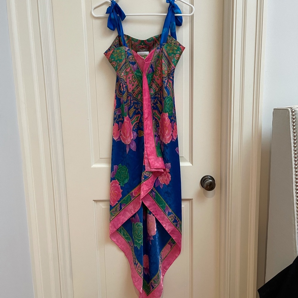 Asymmetric silk summer long dress- short in front